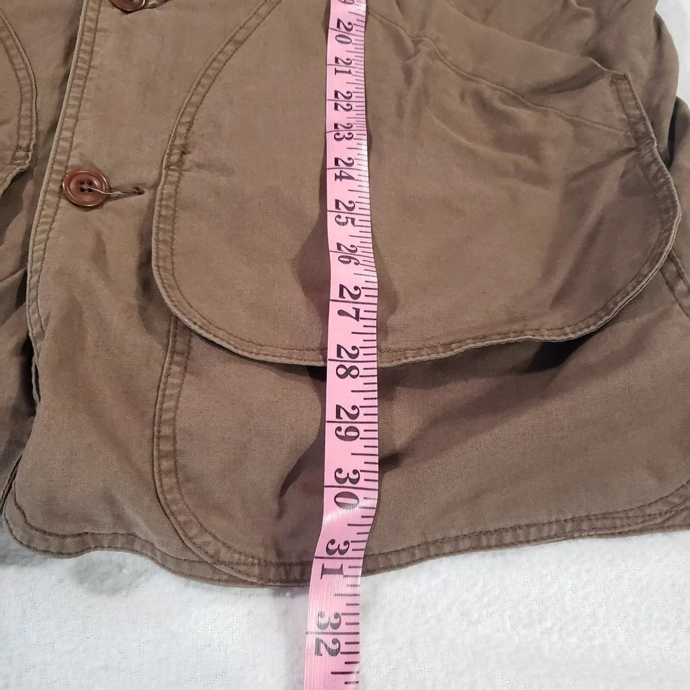 Banana Republic Military Jacket Mens Brown M Lined Leather Collar Outdoor‎ Chore